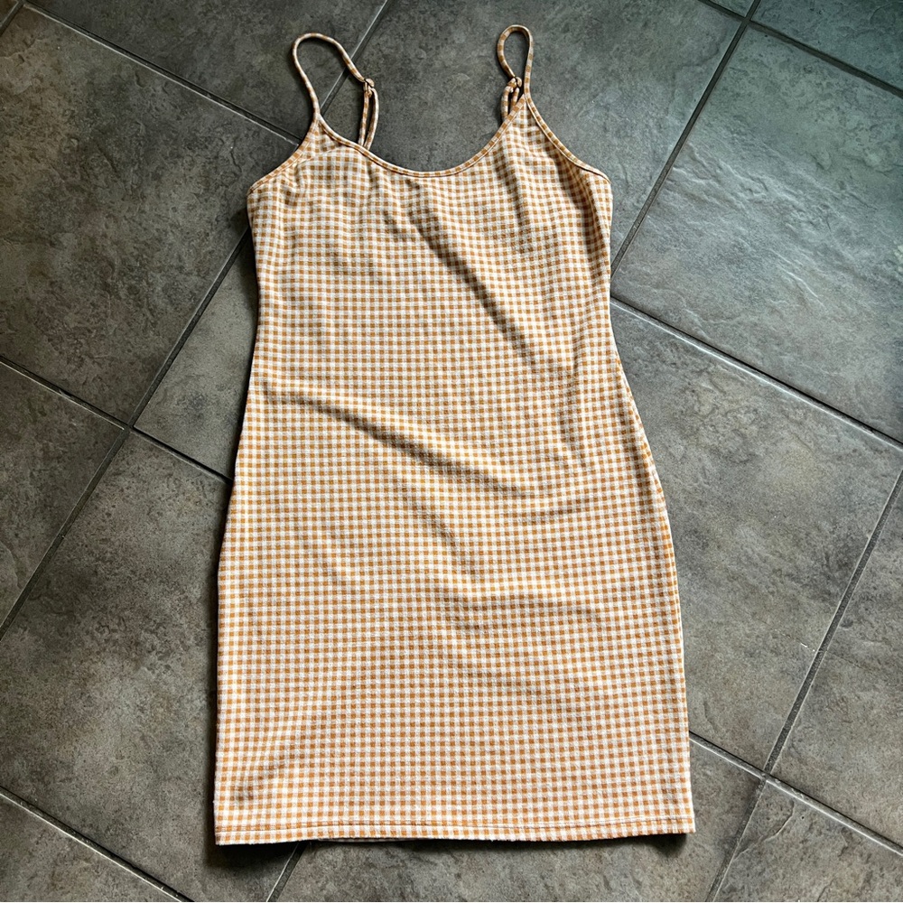 Orange Check Mini Dress